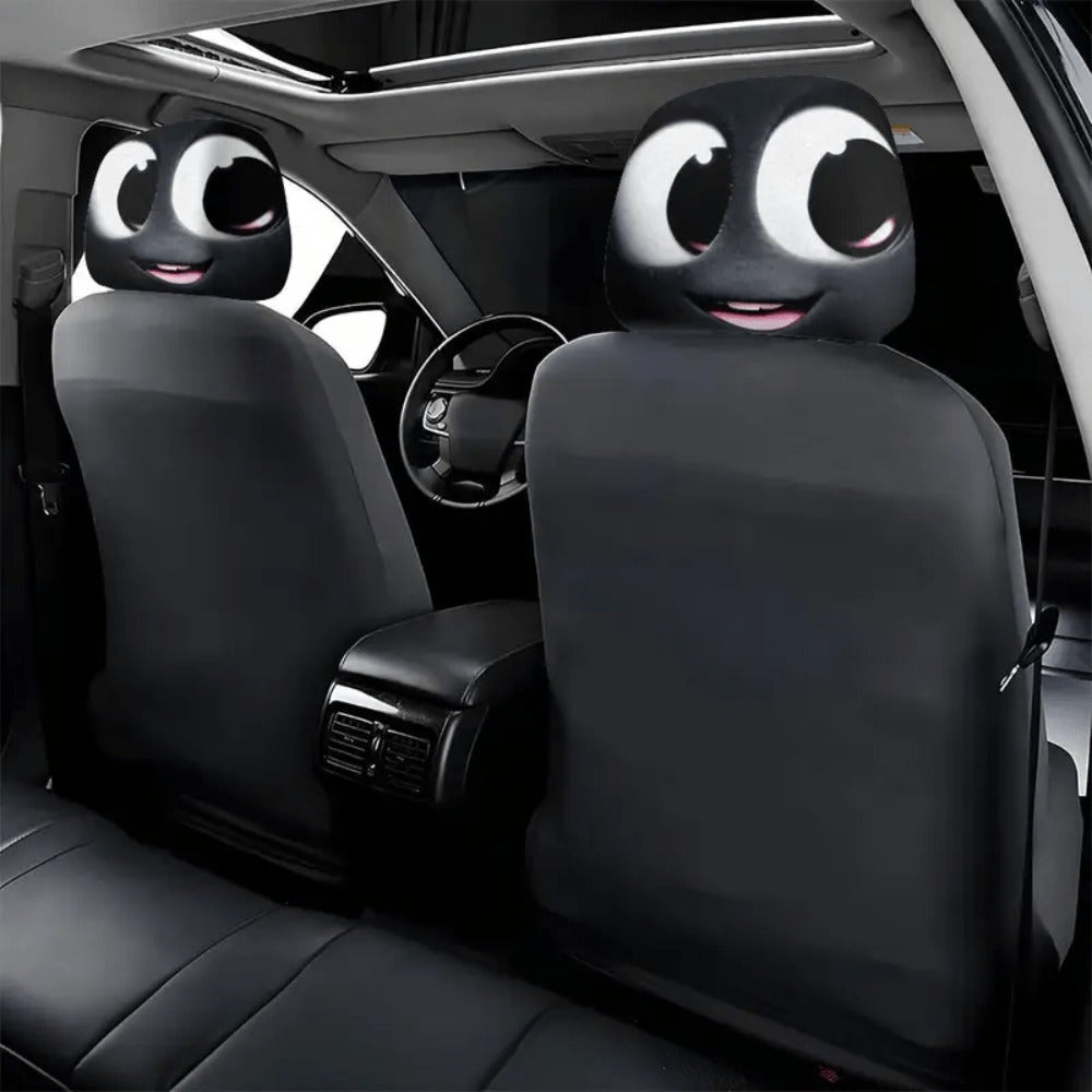 Cute Cartoon Car Seat Covers 2pcs – Universal Fit Soft Polyester Knit Seat Protectors for Women & Girls, Stylish Interior Accessories, Durable Vehicle Seat Protection with Playful Character Design