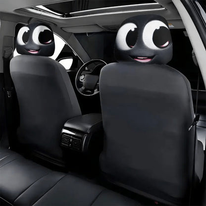 Cute Cartoon Car Seat Covers 2pcs – Universal Fit Soft Polyester Knit Seat Protectors for Women & Girls, Stylish Interior Accessories, Durable Vehicle Seat Protection with Playful Character Design