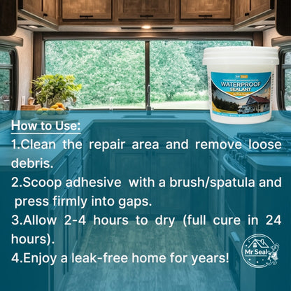 Clear Waterproof Sealant 1000g - Transparent Adhesive for Roof, RV, Wall, Pipe & Tile Leak Repair, Indoor & Outdoor, Includes Brush
