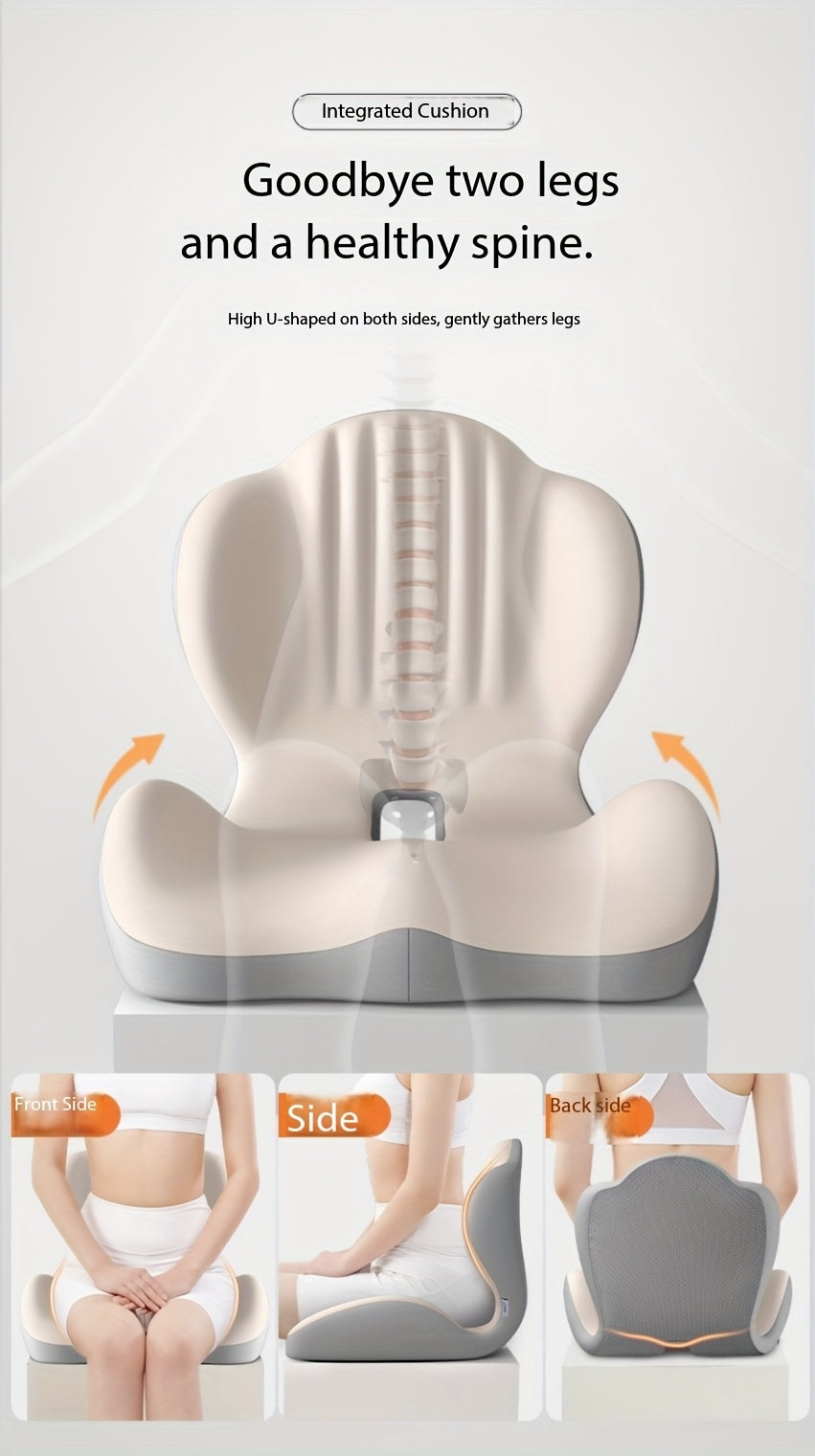 Memory Foam Integrated Seat Cushion, Ergonomically Designed, Raised Back, Hollow And Breathable, Office Chair Cushion, Buttock Cushion, Suitable for Various Scenarios