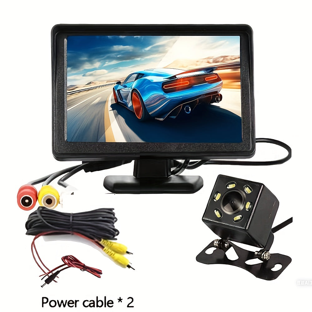 Car Rearview Mirror HD Parking System Night Vision 4.3 Inch Display 6 LED Light HD Reversing Rearview Mirror Kit with Wide Angle Lens for Safe Parking And Reverse Driving - Perfect for Cars, Pickups, SUVs, No Battery