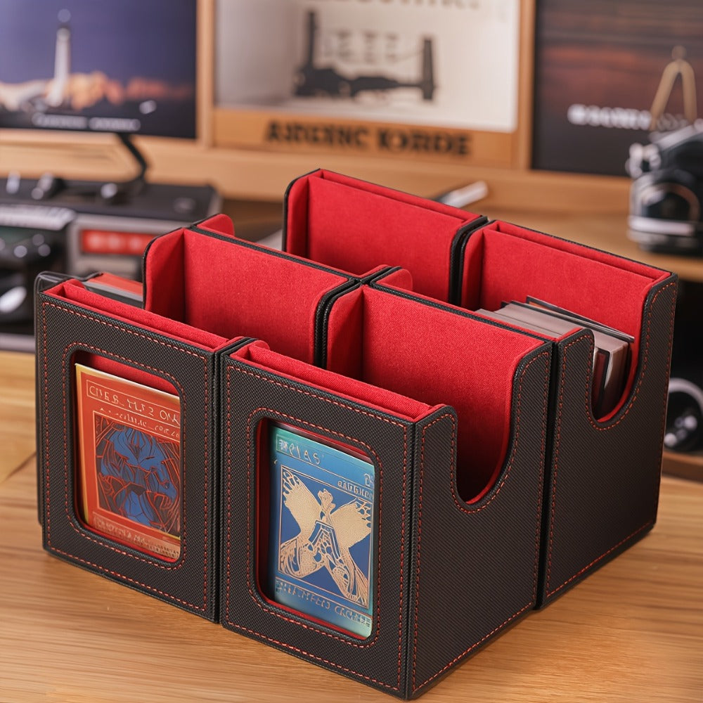5-in-1 Card Storage Box 400+ Cards – Detachable Sports Card Organizer Display Case for Pokemon MTG Baseball Football TCG Trading Cards, Collector Gift, 4 Colors