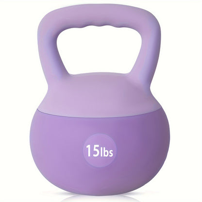 Soft PVC Kettlebell Iron Sand Filled – Wide Non-Slip Handle, 10 to 25 lbs, Safe for Home Use – Strength Training Weights for Women & All Fitness Levels, 4 Colors