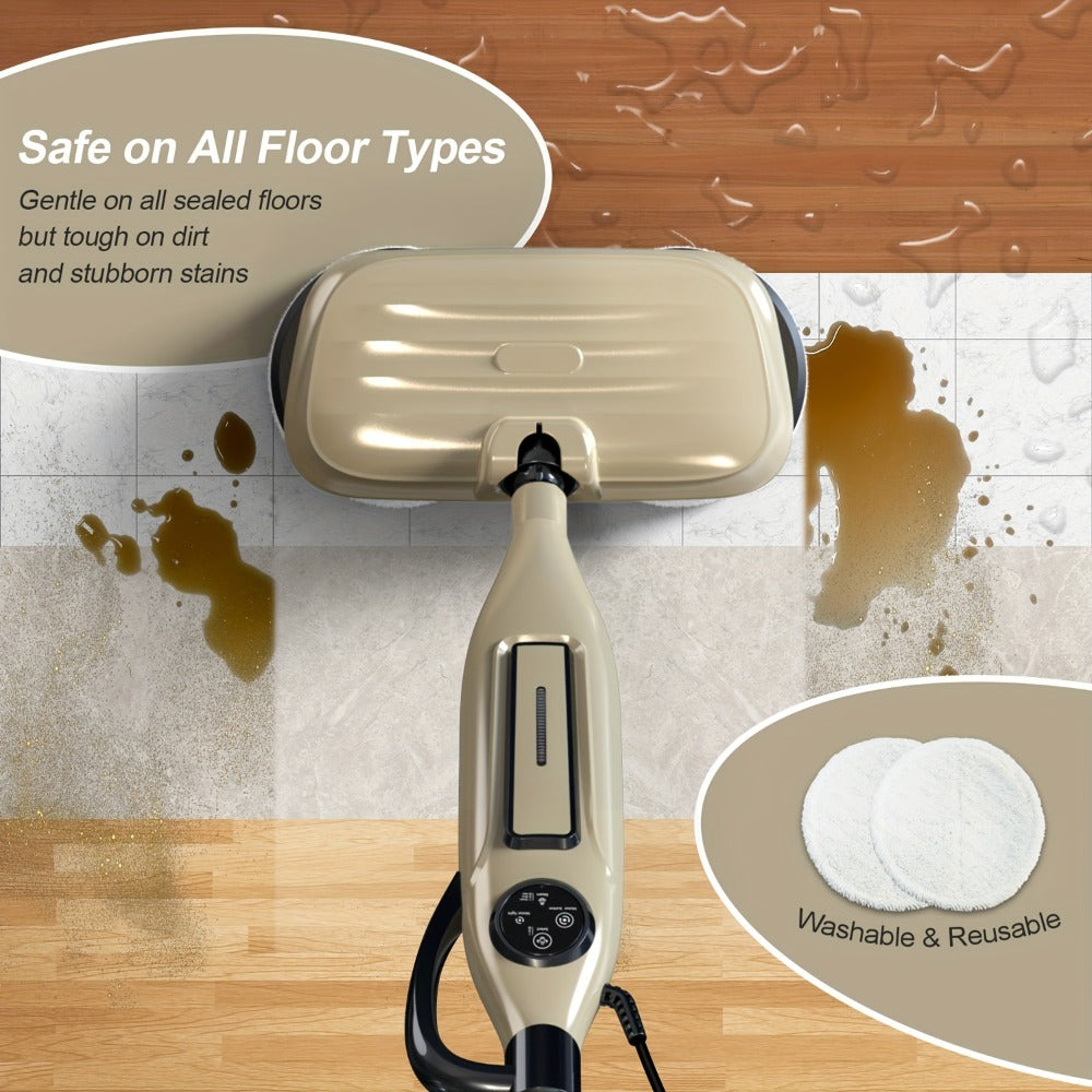 Steam Mop 10-in-1 Spinning Rotating Mop Pads with Steam Blaster Technology - 3 Steam Modes, LED Headlights, Lightweight Spin Mop for Hard Floor, Laminate & Marble, Washable Pads, VM6 Pro Series