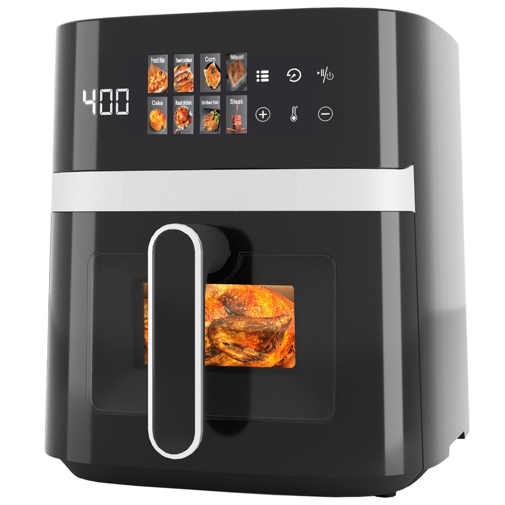 6 Quart Air Fryer with 8 Preset Functions – 6-in-1 Large Capacity Air Fryer Oven with Smart Cook Program, Stainless Steel Rack, Viewing Window & Interior Light
