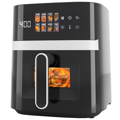 6 Quart Air Fryer with 8 Preset Functions – 6-in-1 Large Capacity Air Fryer Oven with Smart Cook Program, Stainless Steel Rack, Viewing Window & Interior Light