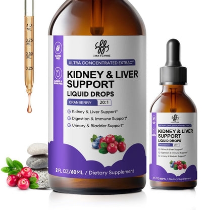 Kidney and Liver Support Drops 27-in-1 Complex - Alcohol-Free Natural Herbal Formula for Liver Health, Kidney Cleanse & Balanced Wellness - 1, 2 or 3 Bottles