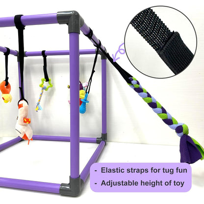 Puppy Gym Jungle Playground with Hammock – 8 Hanging Interactive Toys to Keep Puppies Busy & Stimulated