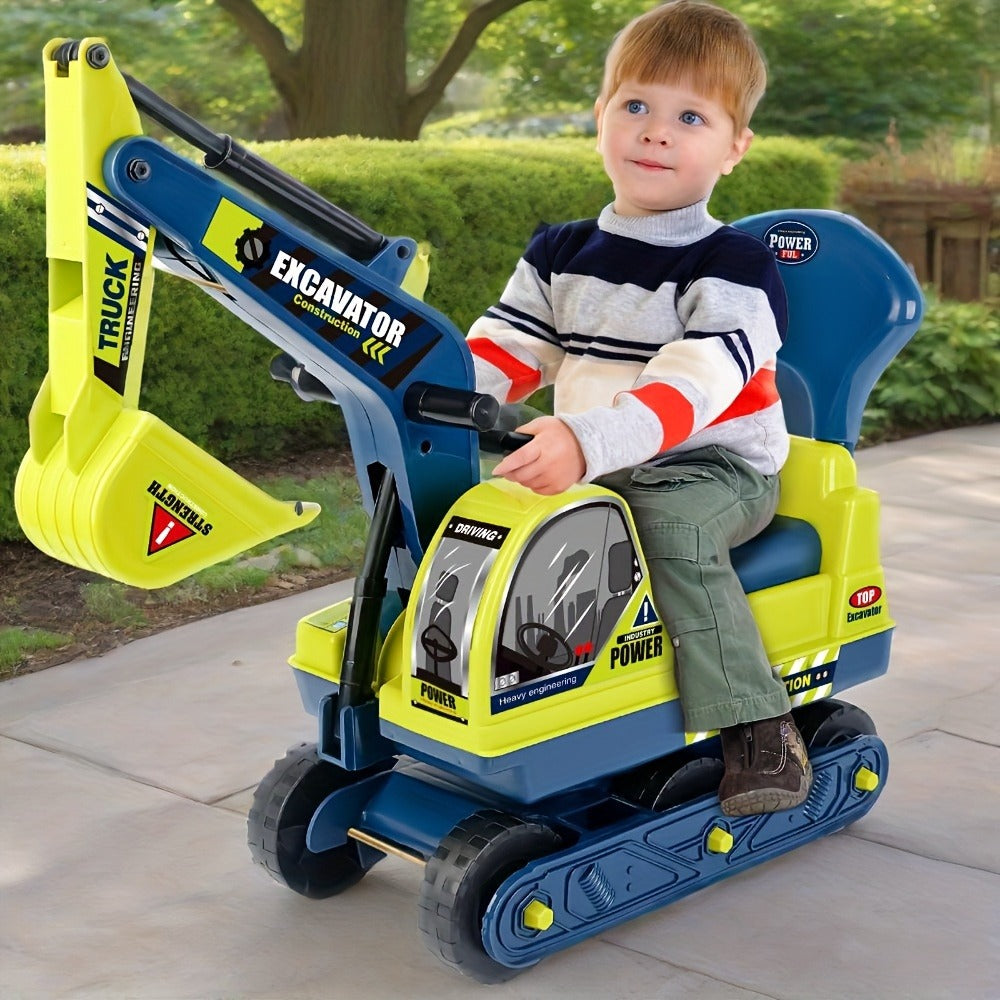 Kids Ride-On Construction Truck Large Manual-Powered Engineering Vehicle Safety Bumpers Indoor Outdoor Beach Play Birthday Holiday Gift Boys Ages 3-6+ Green Thickened Standard