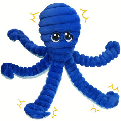Squeaky Octopus Dog Toy - Soft Plush Chew Toy with Squeaker & Teeth Cleaning Design for Small Medium Large Dogs, Interactive Stuffed Animal Puppy Toy, Cute Durable Dog Gift - 6 Colors
