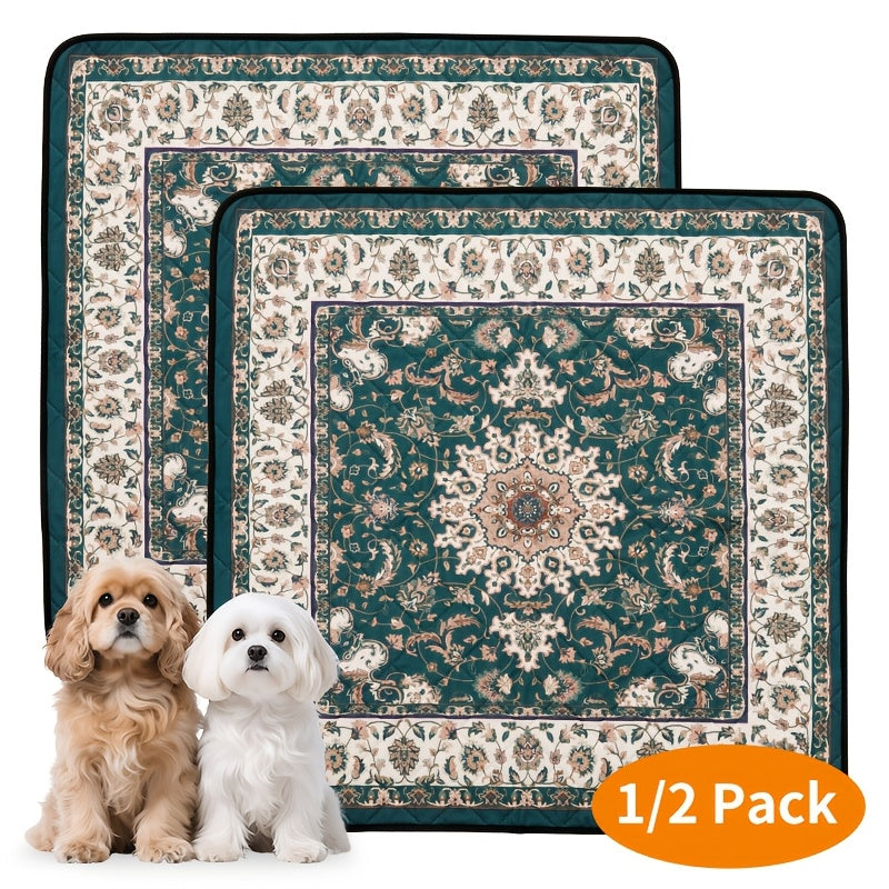 Reusable Washable Dog Pee Pads – Non-Slip Waterproof Absorbent Puppy Training Pads, Bohemian Style Whelping Potty Pads for Dogs, 4 Sizes Available