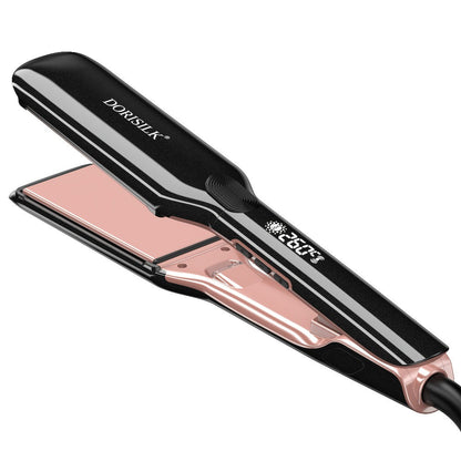 Ceramic Ionic Flat Iron Hair Straightener & Curler 2-in-1 Plasma Anti-Static 260°C 500°F LCD Display Dual Voltage 1 Inch & 2 Inch Salon Quality Black