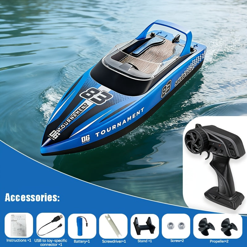 Remote Control Speedboat 25KM/H with Auto Flip Reset Night Light & Low Battery Alert – High Speed RC Boat for Pool Lake Kids Adults Birthday Christmas Gift Yellow Blue Green
