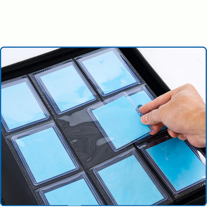 Trading Card Binder 9-Pocket Top Loader Album Holder 288 Cards Double-Sided Display Storage Carrying Case Fits 3x4 Top Loaders for PTCG MTG Pokemon Sports Cards Baseball Football Basketball Black
