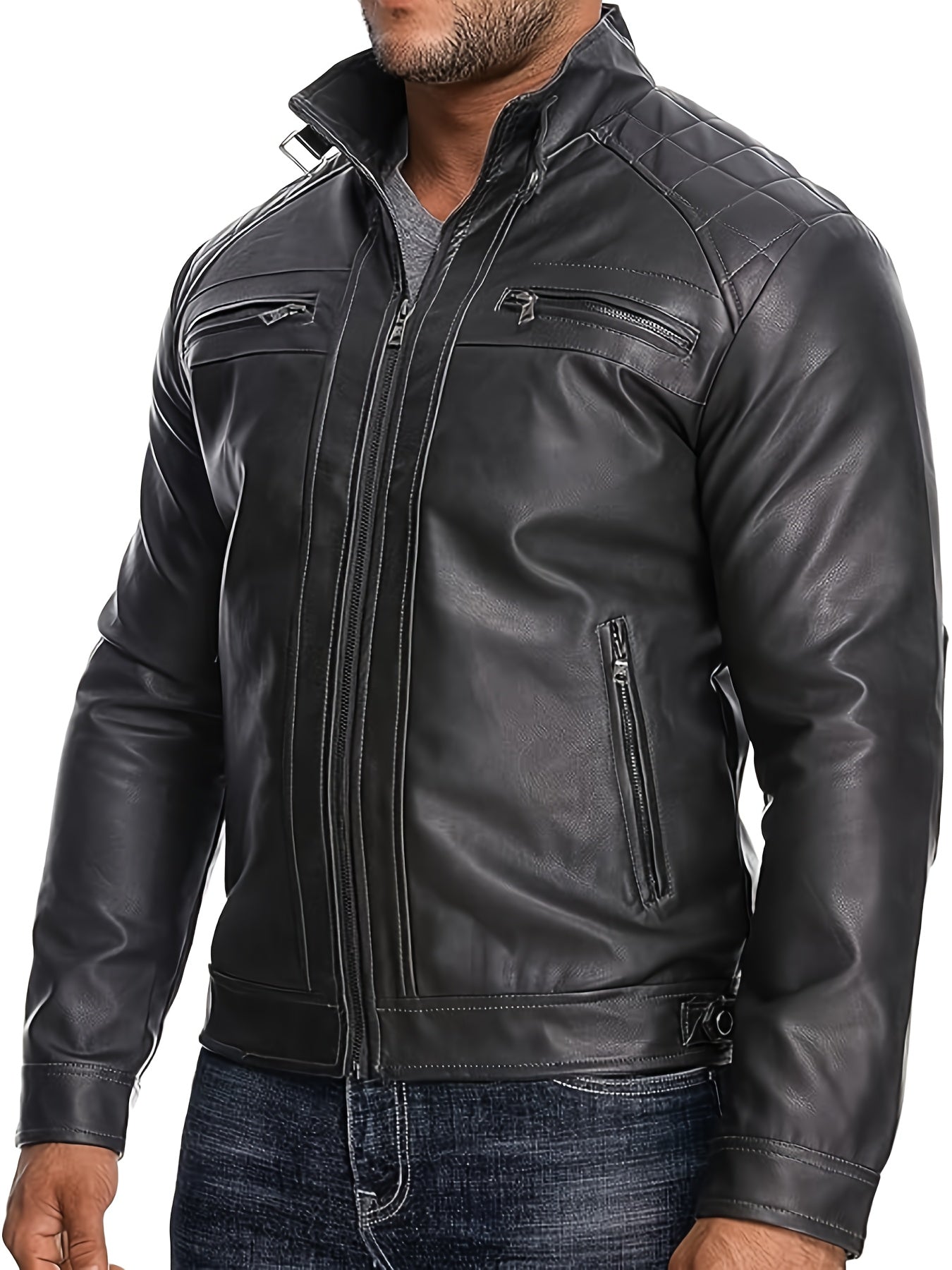 Men's Lightweight Faux Leather Pullover Coat