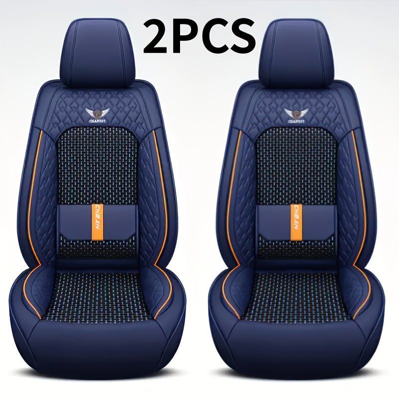 Car Seat Covers Full Set – Faux Leather 5-Seat & 2-Front Options, 3D Diamond Embroidery, Waterproof & Non-Slip for SUVs, Sedans & Trucks