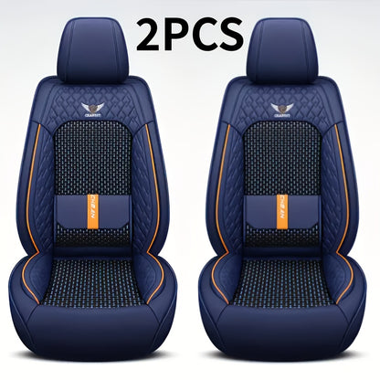 Car Seat Covers Full Set – Faux Leather 5-Seat & 2-Front Options, 3D Diamond Embroidery, Waterproof & Non-Slip for SUVs, Sedans & Trucks