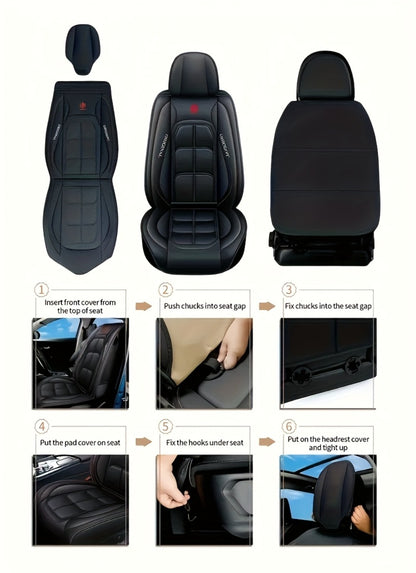 Car Seat Covers Faux Leather – Sporty Full-Coverage for Driver & Passenger, Universal Fit for Sedans, SUVs & Trucks, Green & Blue