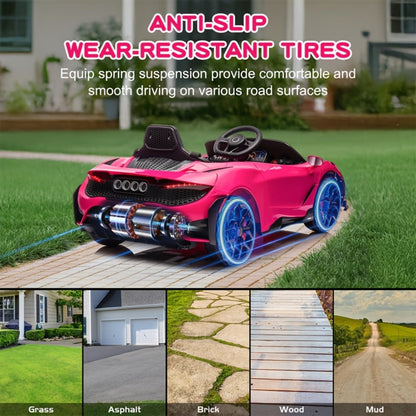 12V Kids Ride On Car Electric Vehicle with Hydraulic Doors Remote Control LED Lights MP3 Player 3 Speeds Smooth Start Birthday Christmas Gift Boys Girls