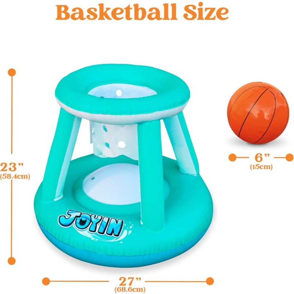 Inflatable Pool Volleyball Set with Basketball Hoop – 2-in-1 Floating Net Court Game for Kids & Adults, Summer Pool Party Toy, Outdoor Swim Sport, Backyard Water Fun