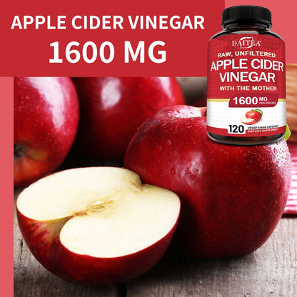 Apple Cider Vinegar Capsules 1600mg with Vitamin & Mineral Blend – Digestion, Weight Management & Energy Supplement 120 Capsules 60-Day Supply for Women & Men | 1, 2 or 3 Bottle Options