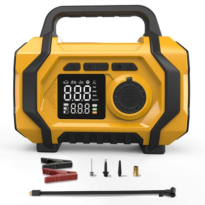 7000 A Jump Starter with Air Compressor & 7000A Jump Starter, Portable Car Battery Jump Starter (2.38gal Gas/2.25gal Diesel), 12V Battery Charger Booster, 150PSI Auto-Shutoff Tire Inflator, Portable Jumper Cables, LED Light, High-Capacity Power Bank