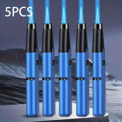 1300°F Torch Lighter 5pcs Blue Flame Windproof Refillable with Safety Lock - Jet Flame for Candles, Grill, BBQ & Camping | Gift Box Available | Butane Not Included