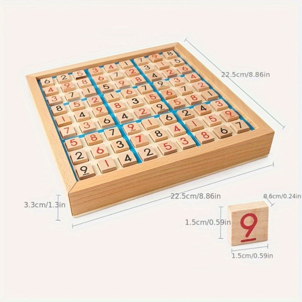 Wooden Sudoku Board Game for Kids & Adults – Logic Brain Teaser Puzzle with Challenge Cards, Number Thinking Educational Family Game, Gift for Christmas Halloween Birthday