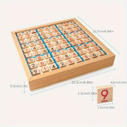 Wooden Sudoku Board Game for Kids & Adults – Logic Brain Teaser Puzzle with Challenge Cards, Number Thinking Educational Family Game, Gift for Christmas Halloween Birthday