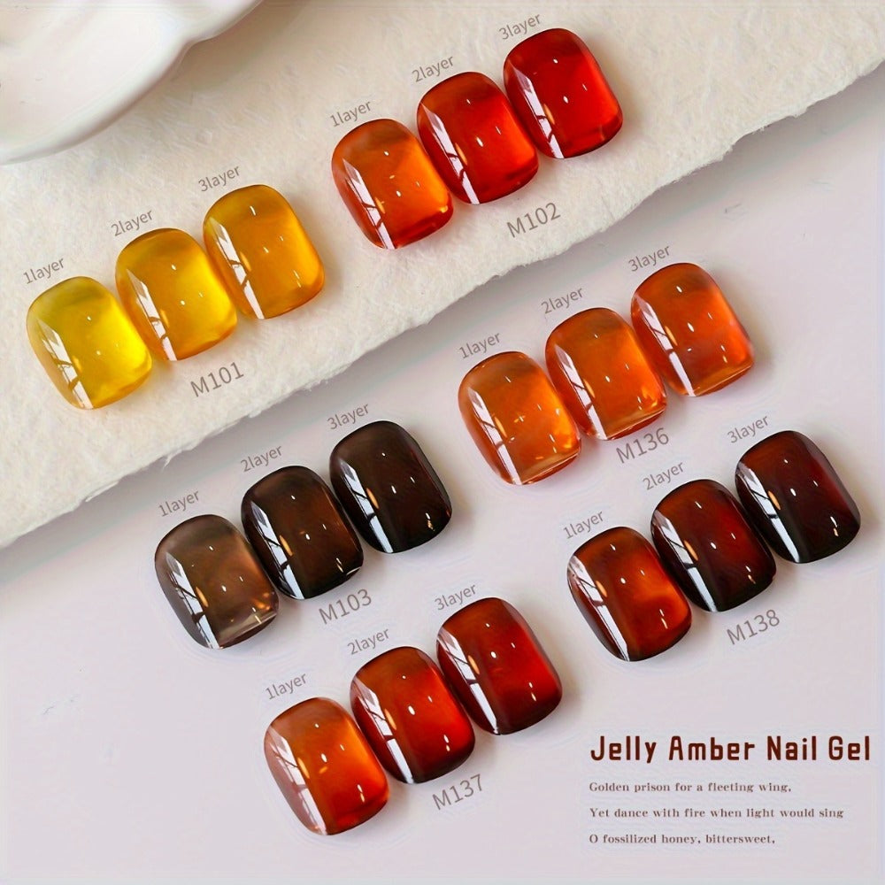 Magnetic Nail Gel Polish Set 6pcs 0.51oz Amber Aurora — Holographic Multicolor Shimmer Cat Eye UV LED Soak-Off Gel Nail Art Kit for Women, 2025 Trending Salon & Home Manicure Shades 101-138