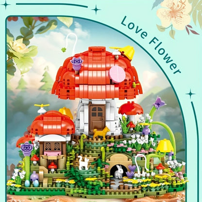 Fairy Mushroom House Building Blocks Set 2000+ Pcs – Mythical Fantasy Miniature Architecture Model 663 Desktop Decoration Display for Adults Teens Birthday Christmas Gift Fantasy Lovers
