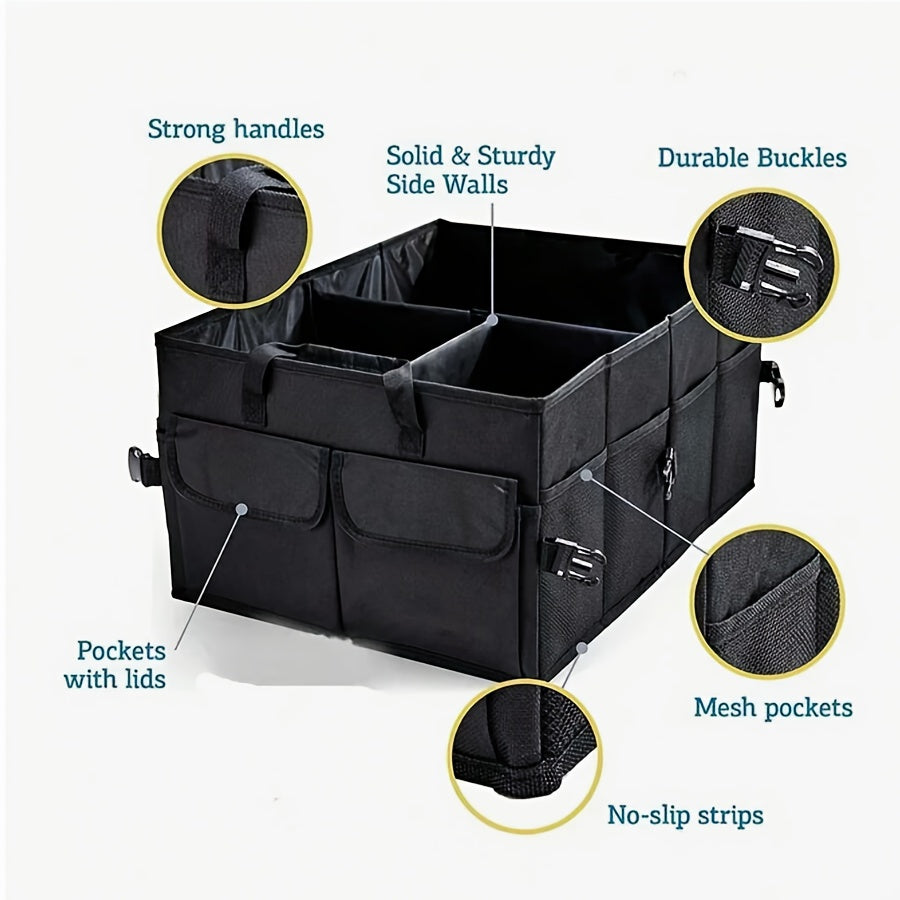 1pc Of Car Trunk Storage Bag - Large Capacity Car Storage Bag With Insulation Layer, Household Storage Bag With Handle, Foldable Trunk Storage Box, Suitable For SUVs And Sedans, Sturdy Foldable Car Storage Bag For Storing Car Parts, Tools