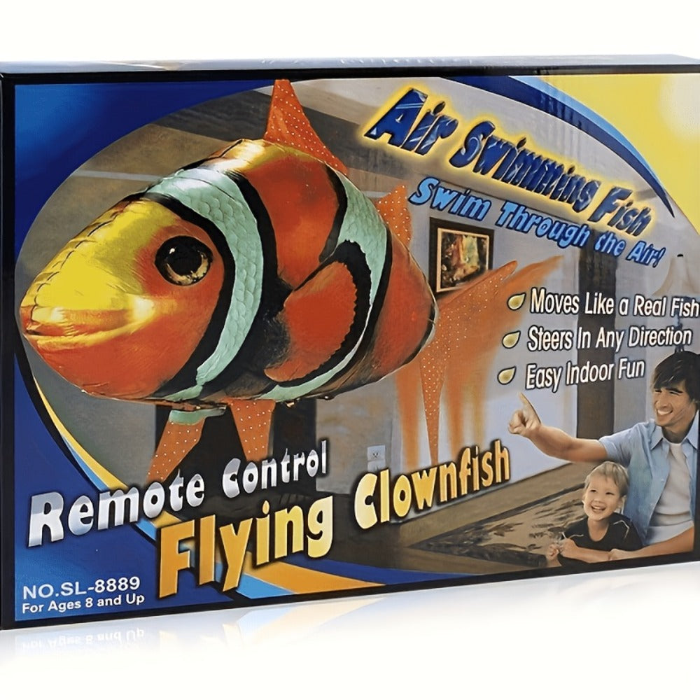 RC Inflatable Clownfish Balloon – Remote Control Flying Fish Toy for Kids Birthday Party, Wedding & Home Decor, Fun Indoor Air Swimmer Gift for Boys Girls Ages 3+