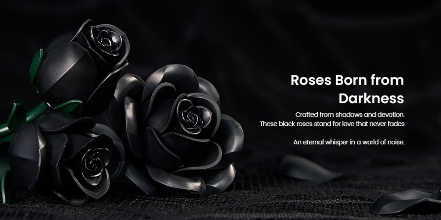 Black Rose Building Blocks Set 152 Pieces – 3 Gothic Artificial Flower Bouquet Brick Model Kit for Adults Teens, Unique Display Decor Gift for Valentine Birthday Anniversary Halloween Christmas