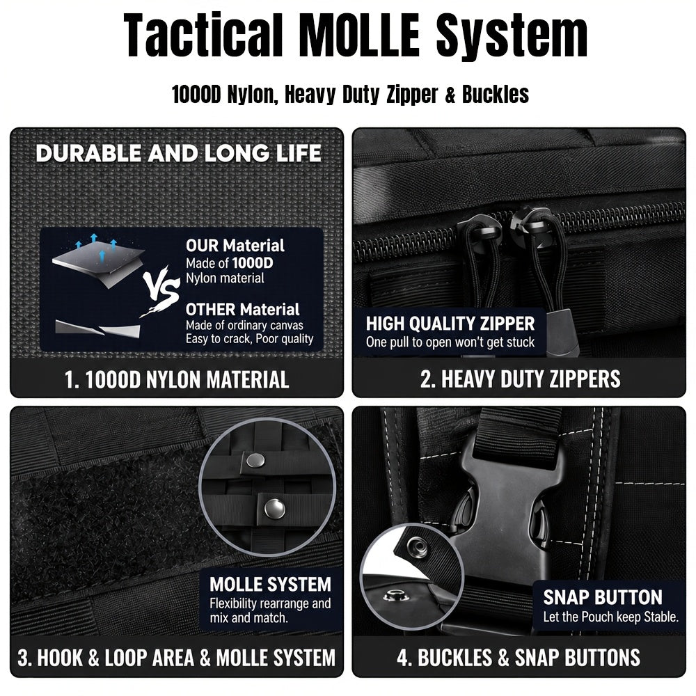[Universal] Car Seat Back Organizer, Upgrade Vehicle Panel Organizer with 5 Detachable MOLLE Pouches for Vehicles Such As Jeep, Truck, SUV, Etc Multipurpose Car Organizer Hanging Travel Accessories Organizer Comes with 6pcs Keychains