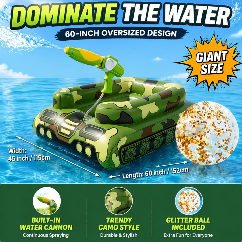 60 Inch Ride-On Inflatable Pool Float with Built-In Sprayer & 16-Inch Beach Ball for Adults – XL Heavy Duty Blow Up Raft for Swimming Pool Lake Beach, Summer Outdoor Water Toy Party Gift (Yellow & Green)