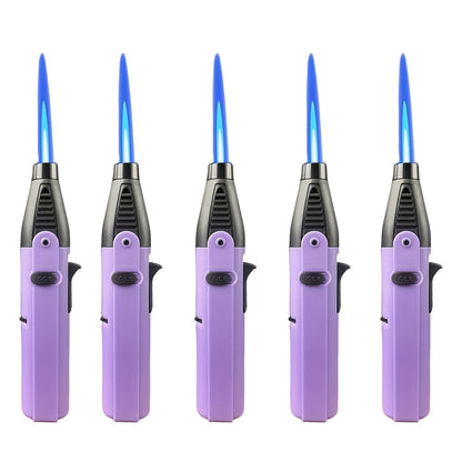 Windproof Torch Lighter 5 Pack Outdoor Butane Gas Lighter Set 1300 1800 Degree Blue Flame Safety Lock Gift Box Camping BBQ Candle Fireplace Butane Not Included
