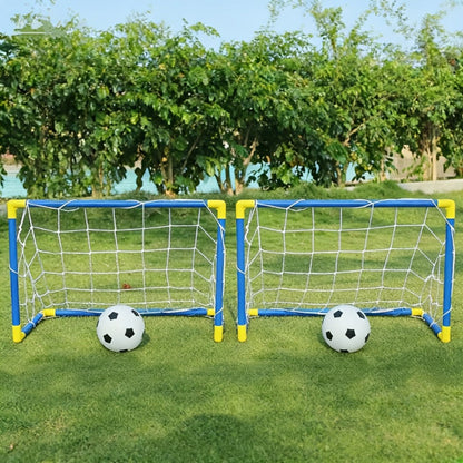 Kids Soccer Goal Set 2 Balls 2 Goals Portable Easy-Assemble Youth Soccer Football Set Indoor Outdoor Backyard Family Game Birthday Christmas Gift Boys Girls Ages 3+