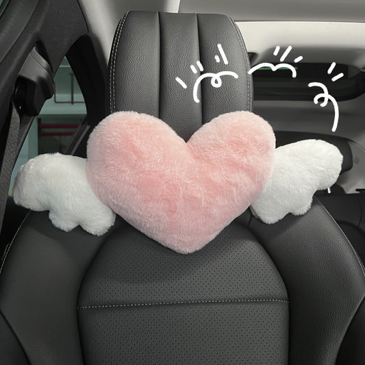 1pc Cute Cartoon Car Headrest, Neck Pillow, Cartoon Love Back Lumbar Pillow Seat Back Cushion Car Interior Decoration, Creative Cute Plush Pillow Car Seat Interior Decoration Gift for Mother, Grandma, Wife Christmas Anniversary