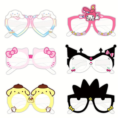 Sanrio Photo Booth Glasses Props 12 Pcs Hello Kitty Kuromi My Melody Cinnamoroll Gudetama – Licensed Paper Party Eyewear for Birthday Party Favors, Holiday Celebrations, Kawaii Themed Events & Seasonal Decor