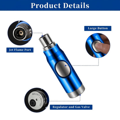 Refillable Torch Lighter with Adjustable Jet Flame – Butane Igniter for Candle, BBQ Grill, Camping & Outdoor Use, No Battery Required, Gift Box Included (Gas Not Included)