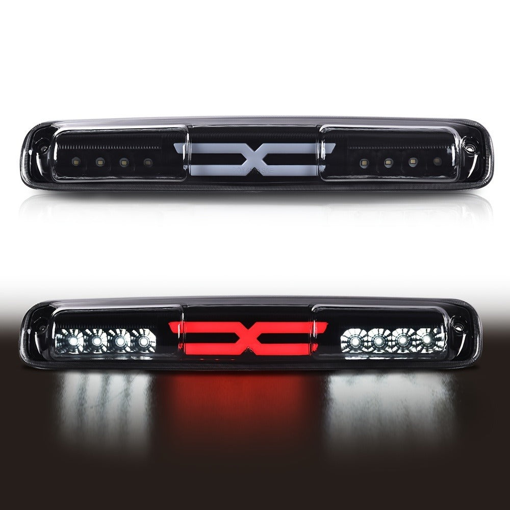 LED Third Brake Light High Mount Stop Lamp for 1999-2007 Chevy Silverado GMC Sierra 1500 2500 3500 HD with Turn Signal & Reverse Light Smoky Lens Black Housing