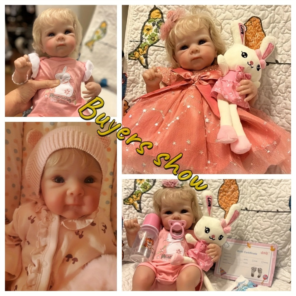 Reborn Baby Doll 16 Inch Handcrafted Newborn with Hand-Applied Eyelashes Rooted Hair Soft Cloth Body & Poseable Limbs – Includes Outfit Pacifier Diaper & Birth Certificate, Lifelike Girl Toy Gift Ages 3+ 42cm