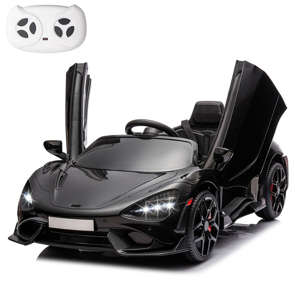 12V Kids Ride On Car Electric Vehicle with Hydraulic Doors Remote Control LED Lights MP3 Player 3 Speeds Smooth Start Birthday Christmas Gift Boys Girls