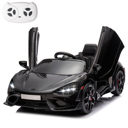 12V Kids Ride On Car Electric Vehicle with Hydraulic Doors Remote Control LED Lights MP3 Player 3 Speeds Smooth Start Birthday Christmas Gift Boys Girls
