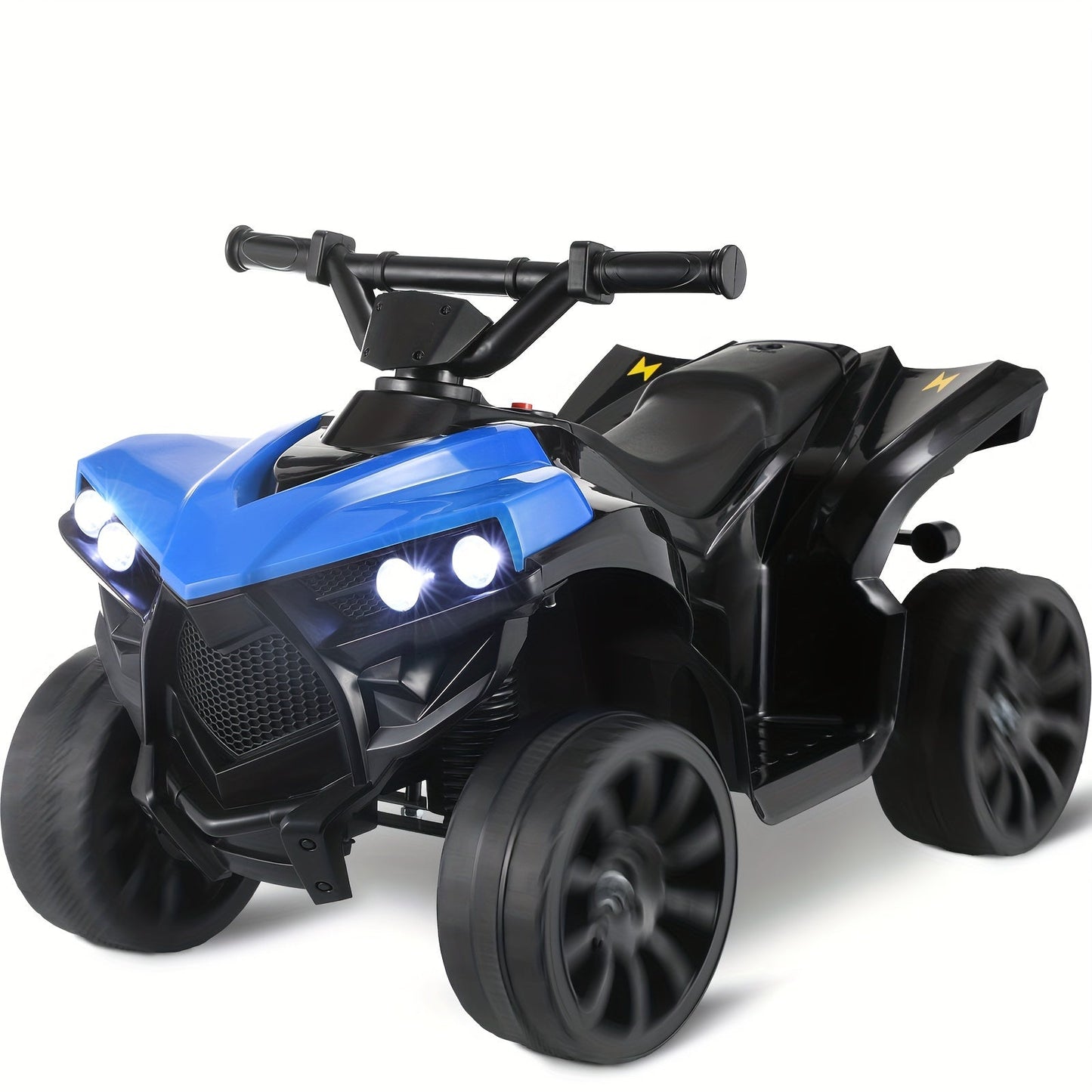 Kids Electric Ride-On ATV 4-Wheeler Quad with LED Headlights Foot Pedal Accelerator Anti-Slip Tires 55 lbs Capacity Outdoor Birthday Gift for Boys Girls Ages 3+ Black Red Blue Pink