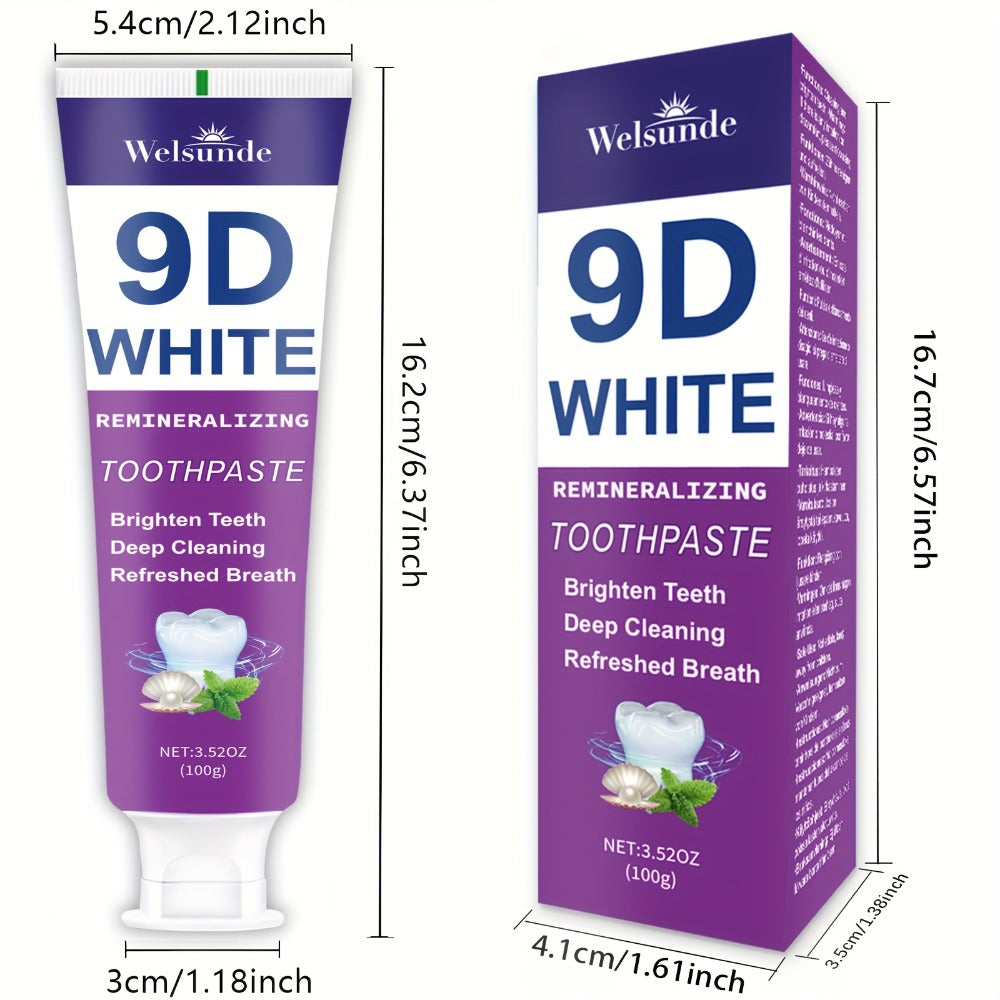 Remineralizing Toothpaste 4-Pack – 9D Purple Hypoallergenic Formula with Essential Oils, 400g Deep Cleaning Whitening Toothpaste for Sensitive Teeth, Gentle Gum Care & Fresh Breath, Daily Home & Travel Oral Hygiene