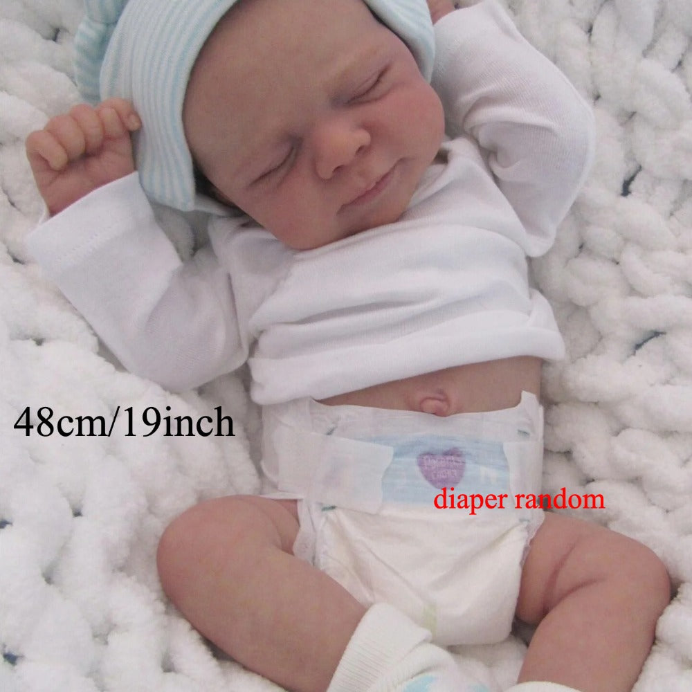 Reborn Baby Doll 19 Inch Full Vinyl Body – Realistic 48cm Newborn Girl with 3D-Painted Skin, Visible Veins, Implanted Eyelashes, Bathable, Movable Limbs, Role-Play & Collector Gift for Kids Ages 3+