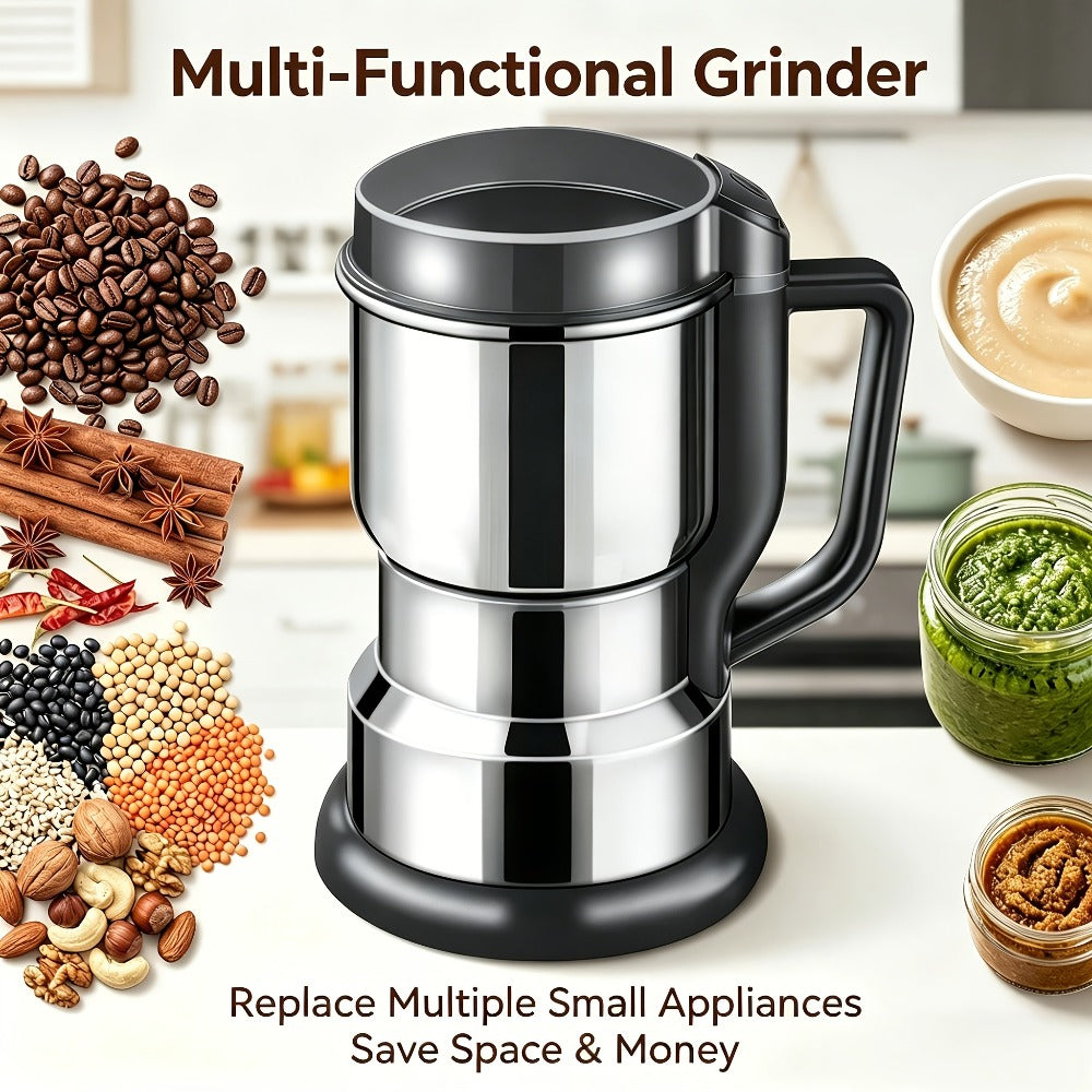 Electric Coffee Grinder 300W 25000RPM – 8-Blade Stainless Steel Spice & Grain Mill for Coffee Beans, Nuts, Spices | Home, Cafe & Camping