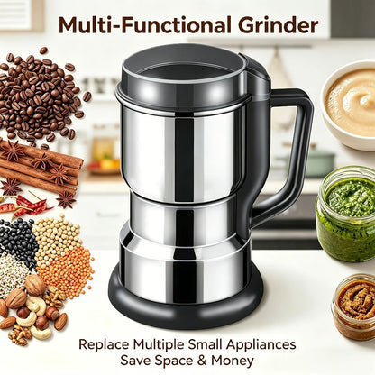 Electric Coffee Grinder 300W 25000RPM – 8-Blade Stainless Steel Spice & Grain Mill for Coffee Beans, Nuts, Spices | Home, Cafe & Camping